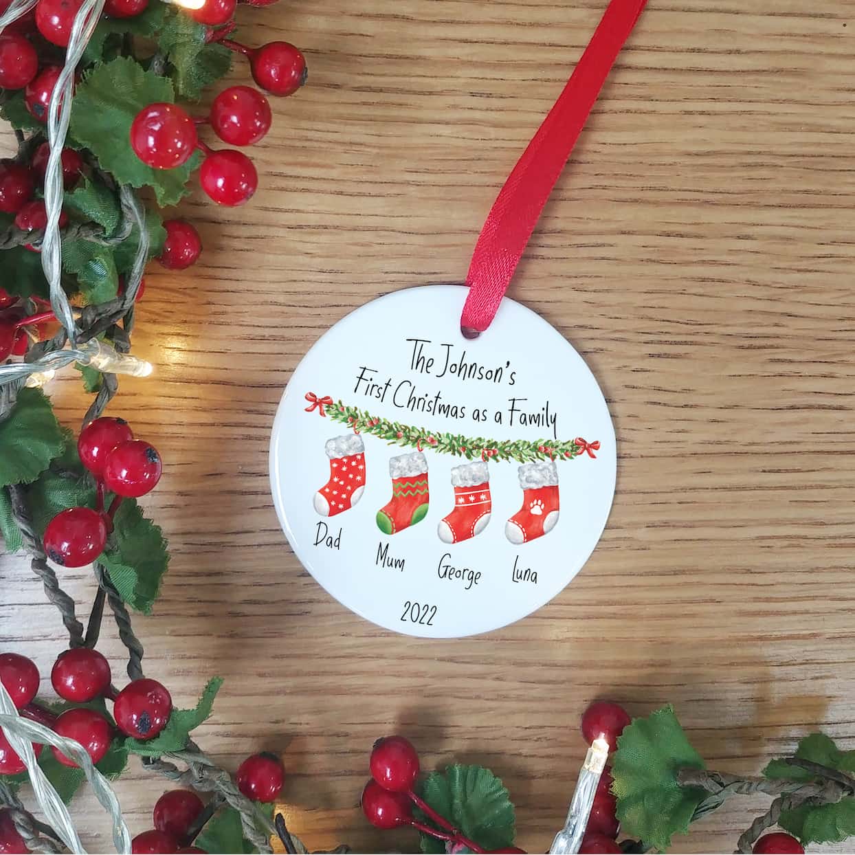 Personalised First Christmas Stocking Decoration