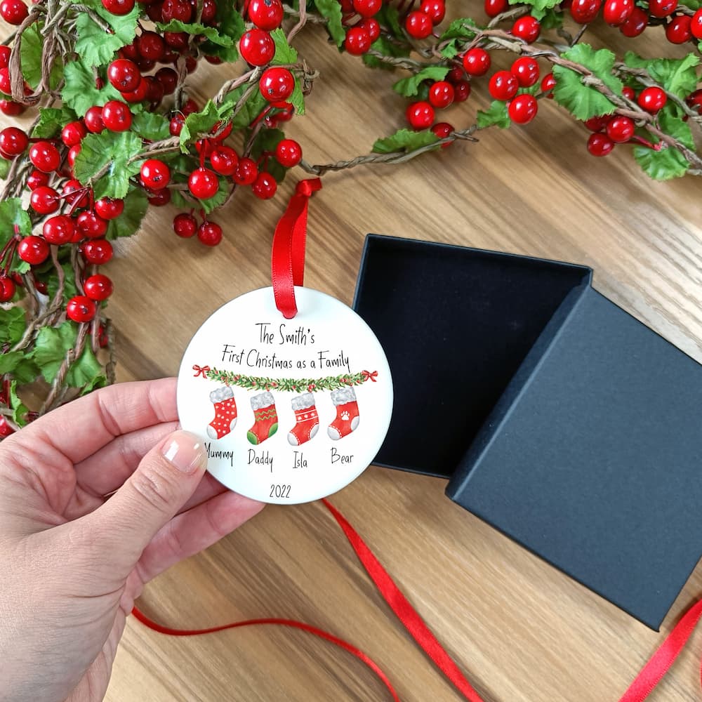 Personalised First Christmas Stocking Decoration