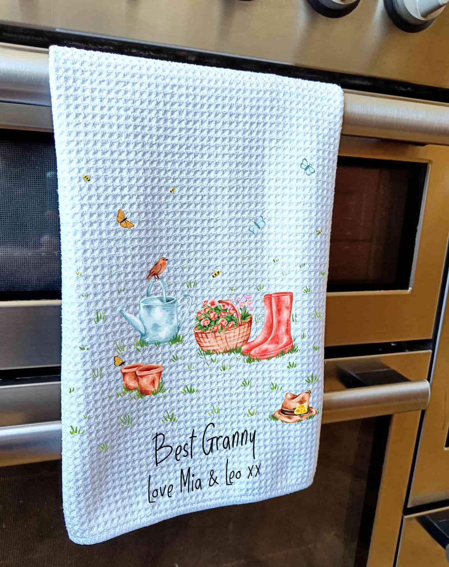Personalised Floral Garden Tea Towel