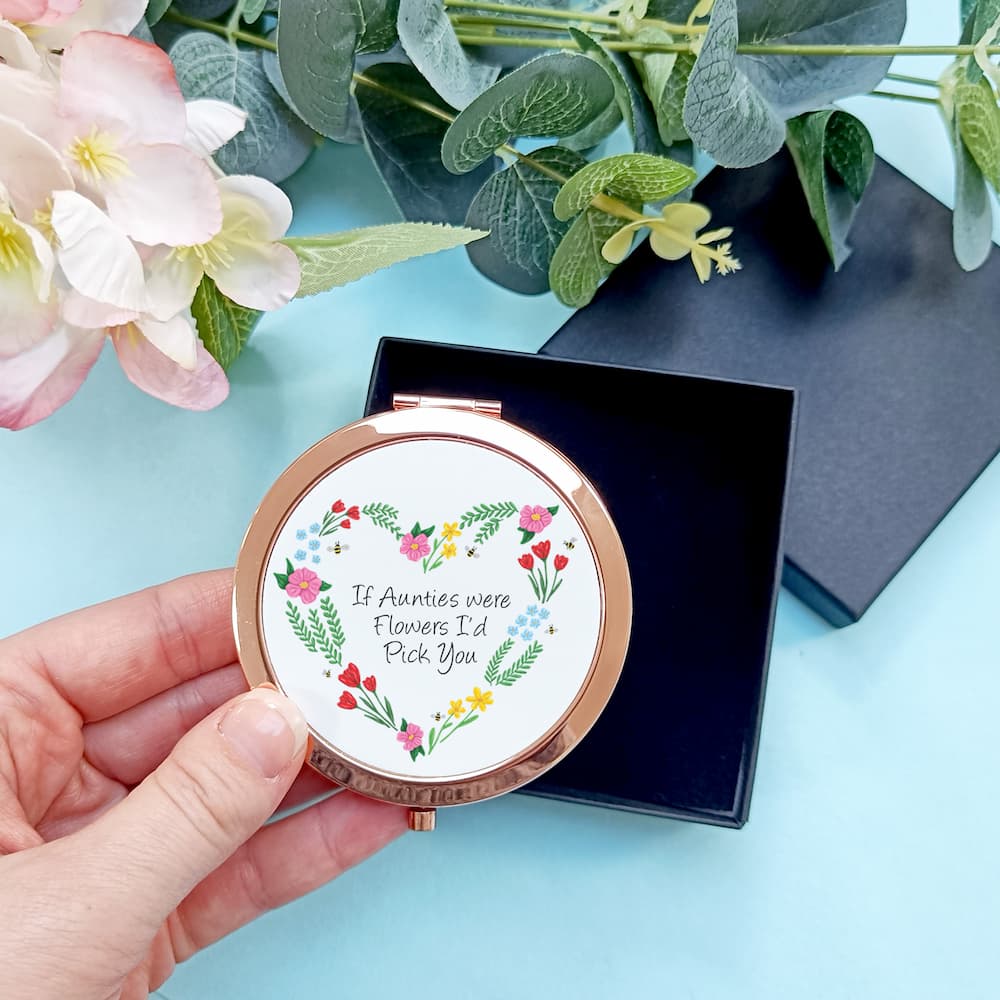 Floral Heart Compact Mirror | If Mums Were Flowers Pocket Mirror | Personalised Floral Mirror | Mother's Day Gift