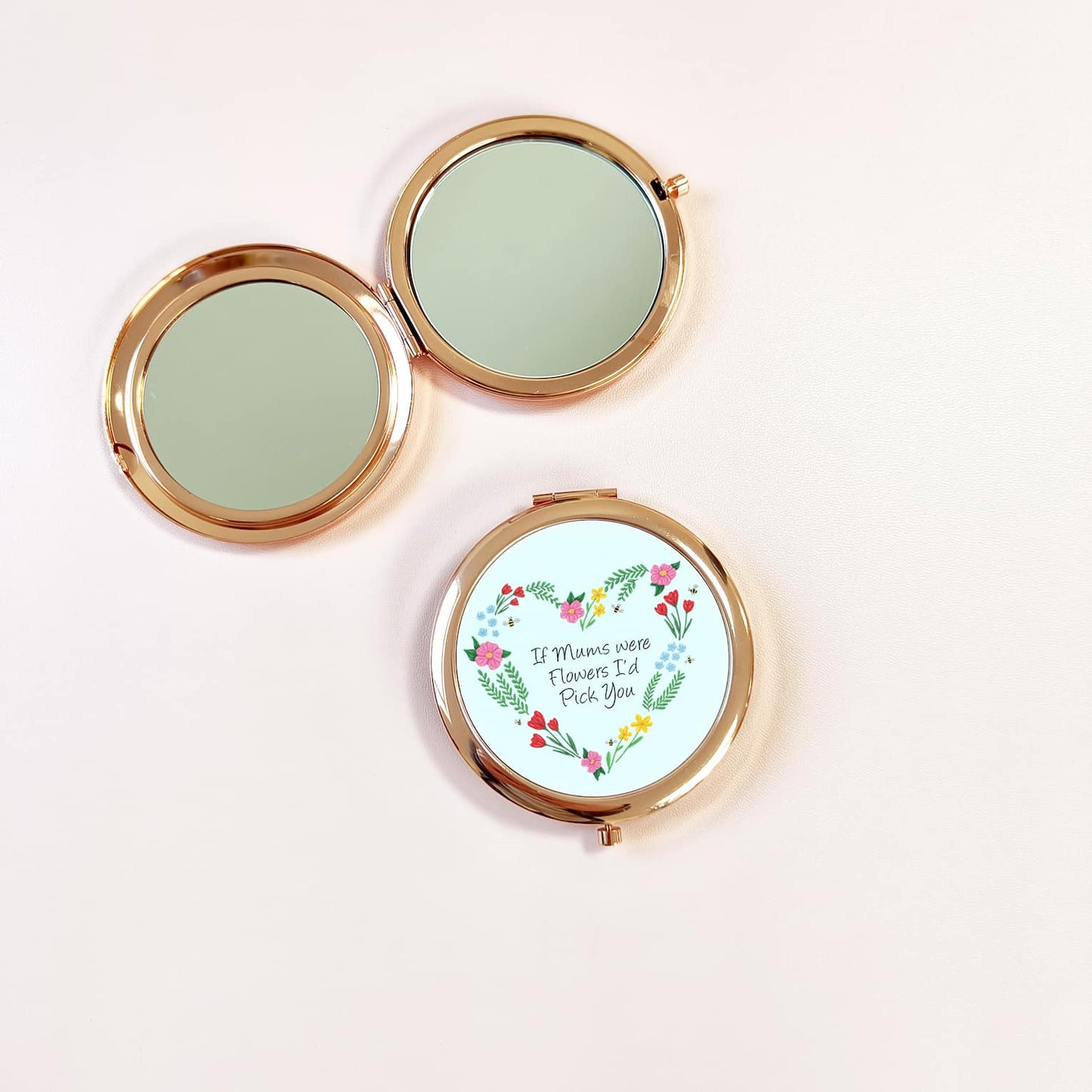 Floral Heart Compact Mirror | If Mums Were Flowers Pocket Mirror | Personalised Floral Mirror | Mother's Day Gift