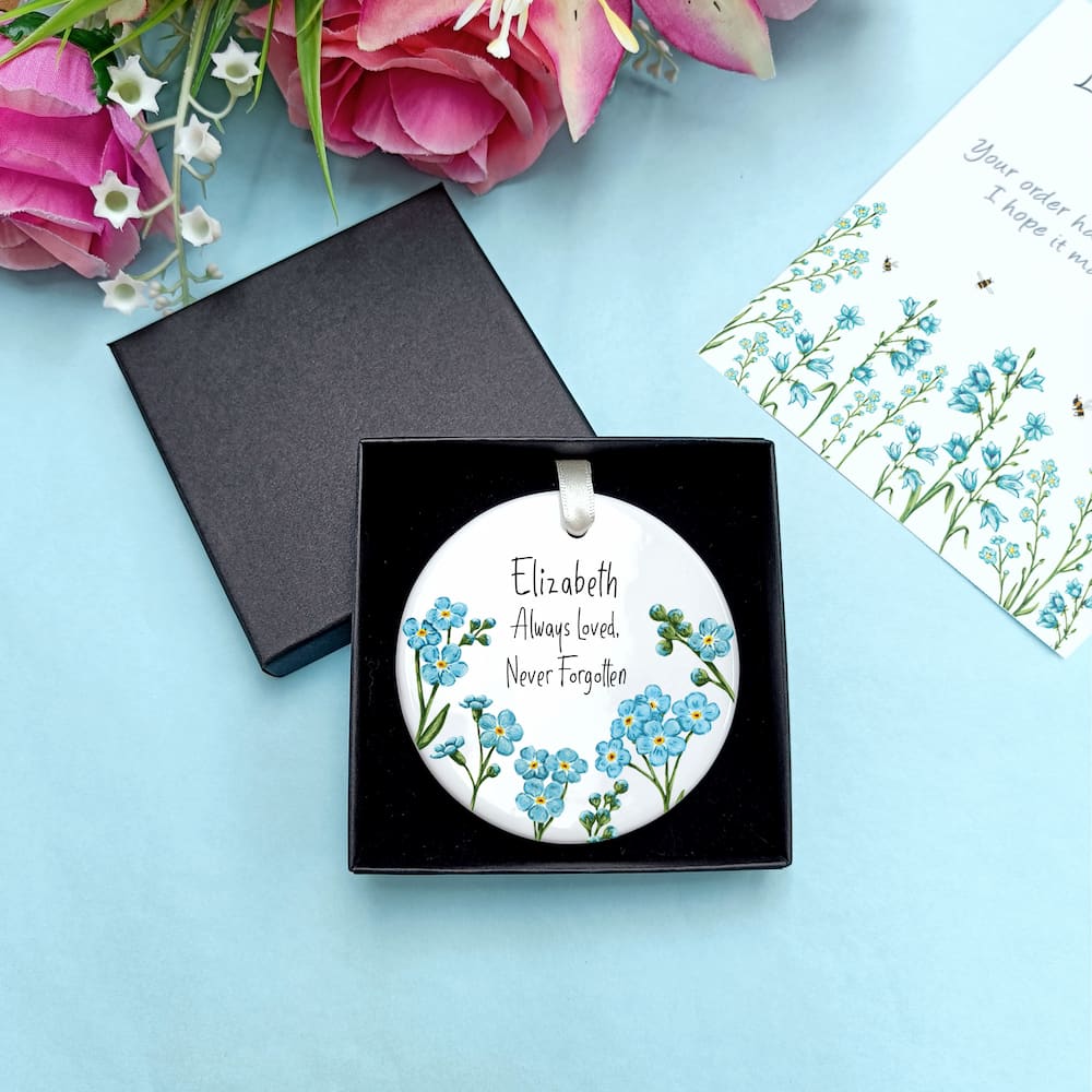 Forget Me Not Memorial Decoration | Personalised Remembrance Hanging Ornament