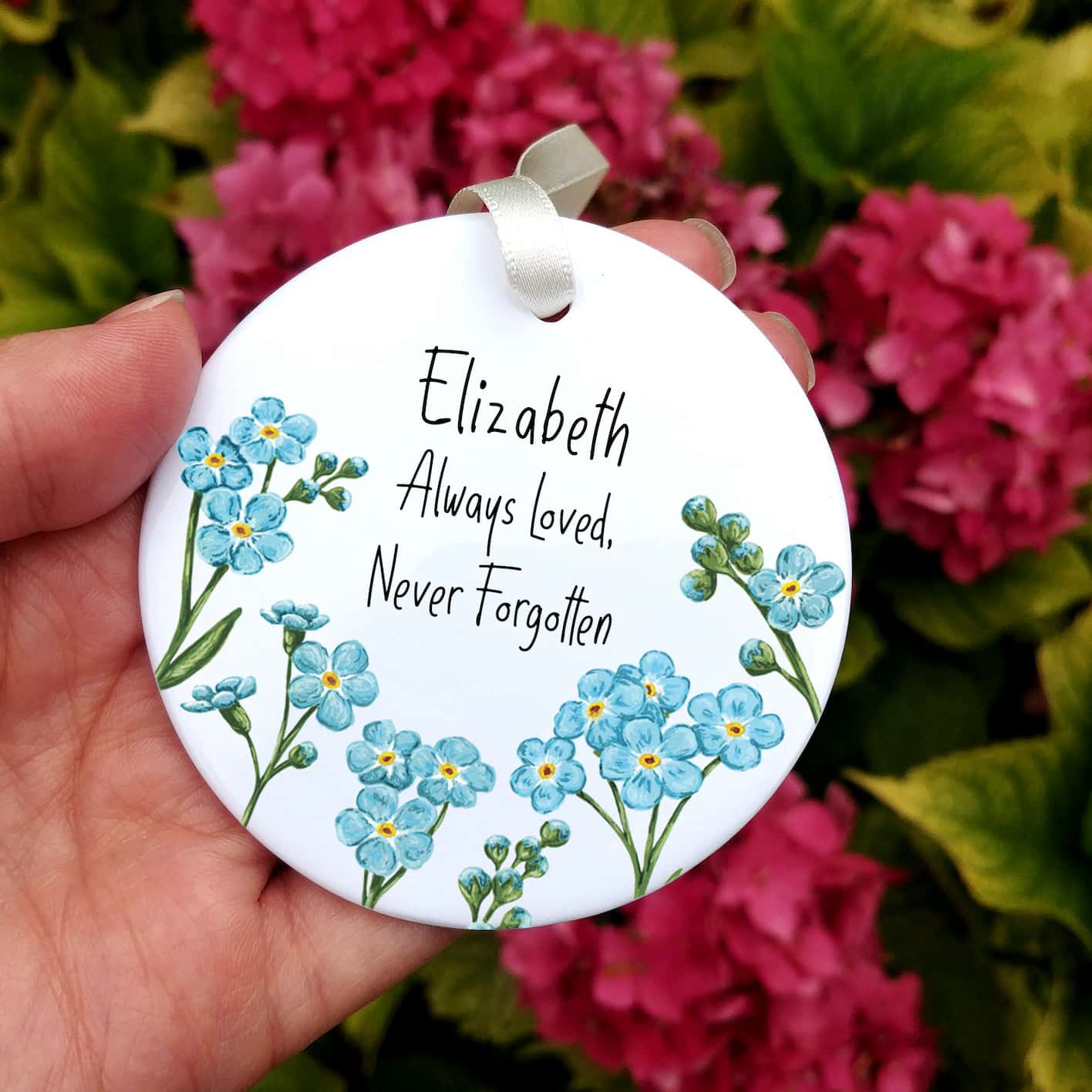 Forget Me Not Memorial Decoration | Personalised Remembrance Hanging Ornament