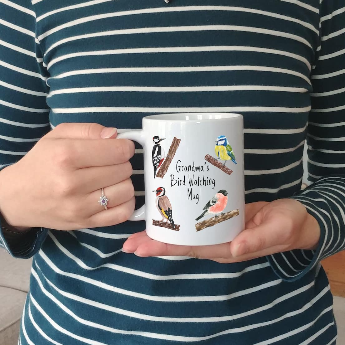 Personalised Garden Birds Mug | Custom Bird Watching Mug | Gifts for Dad | Illustrated Bird Ceramic Mug