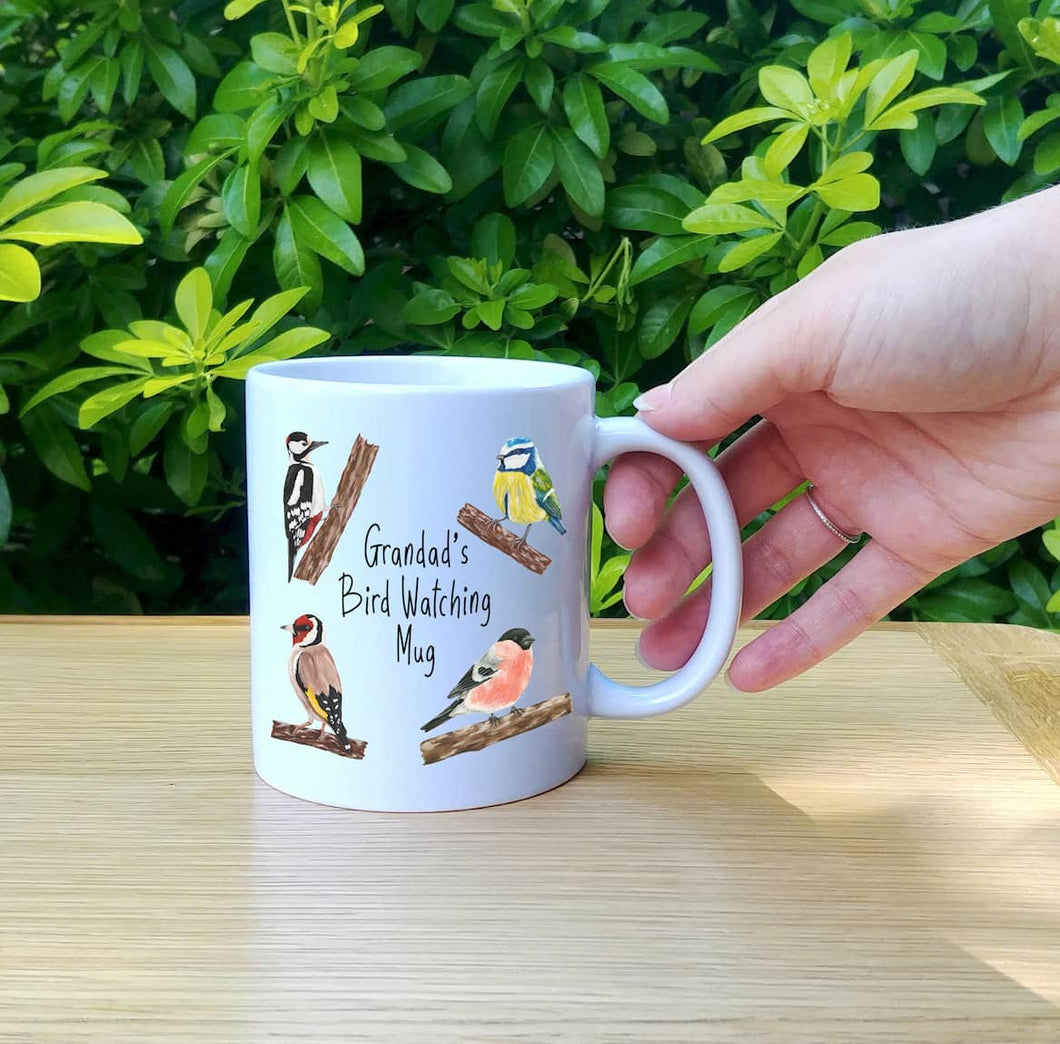 Personalised Garden Birds Mug | Custom Bird Watching Mug | Gifts for Dad | Illustrated Bird Ceramic Mug