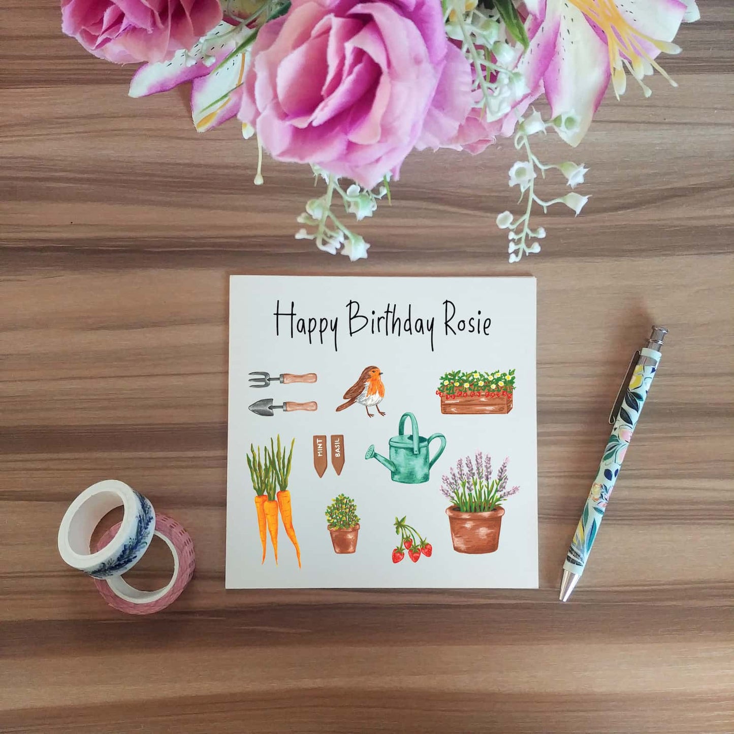 Illustrated Gardening Birthday Card