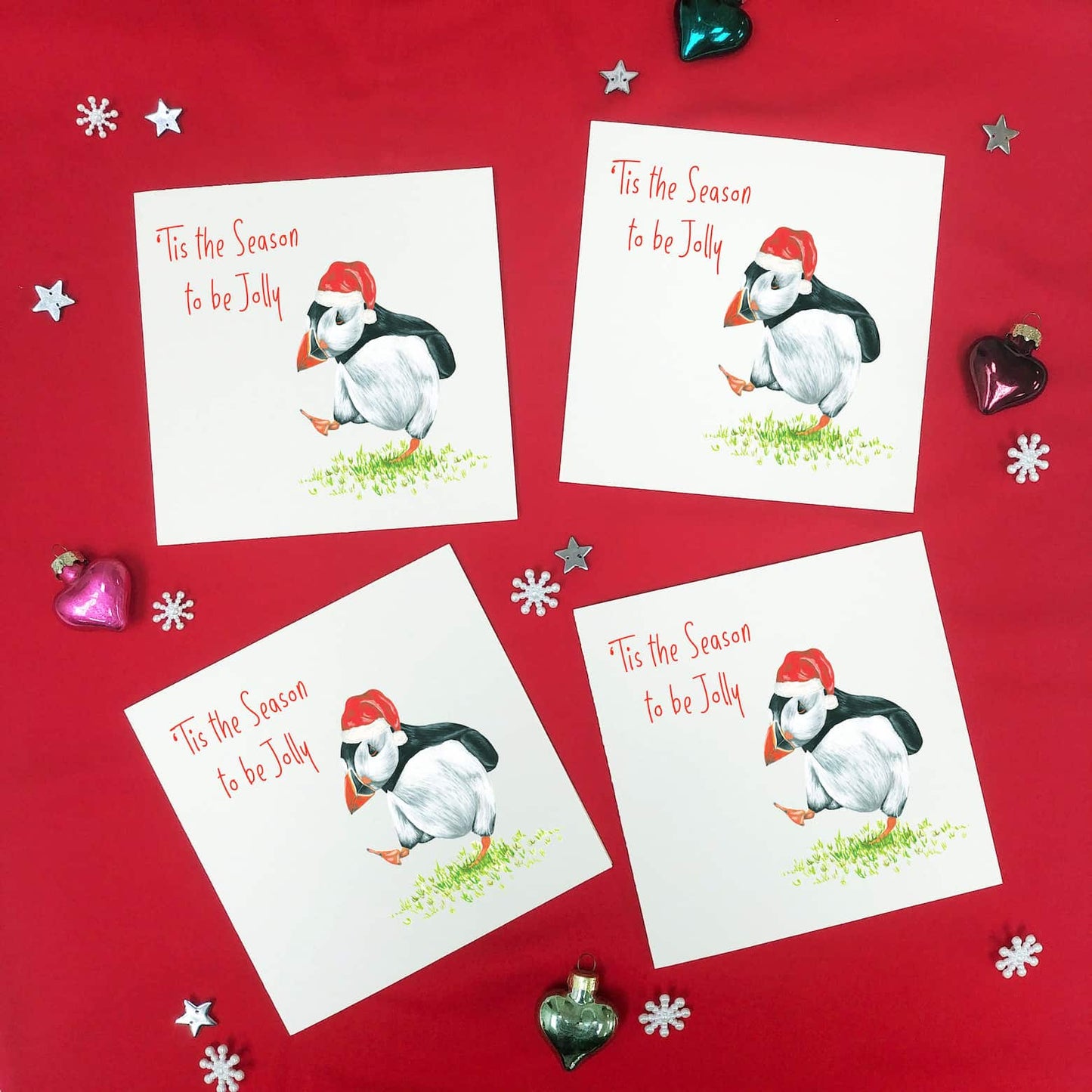 Pack of 4 Puffin Christmas Cards