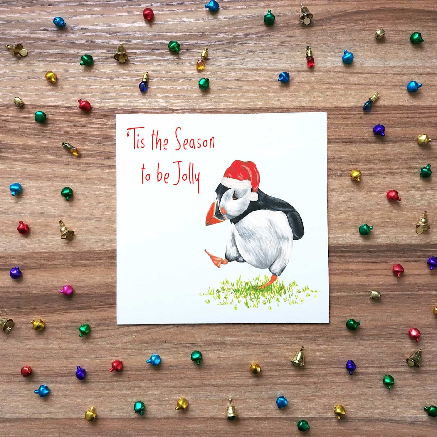the season to be jolly puffin Christmas card