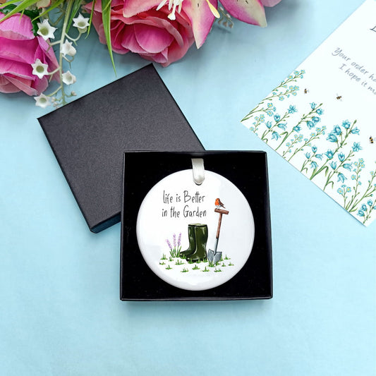Gardening Ceramic Hanging Ornament | Life is Better at the Allotment / Garden