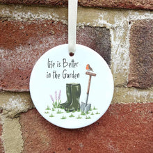 Load image into Gallery viewer, Gardening Ceramic Hanging Ornament | Life is Better at the Allotment / Garden
