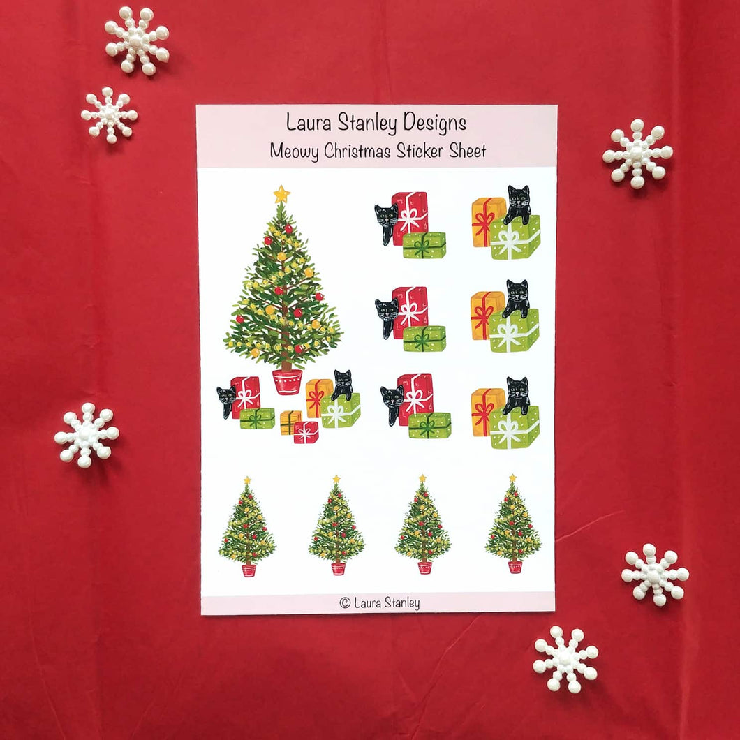 Cats Christmas Tree Sticker Sheet