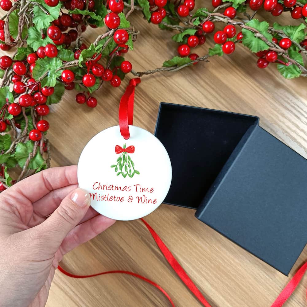 Mistletoe & Wine Christmas Tree Decoration