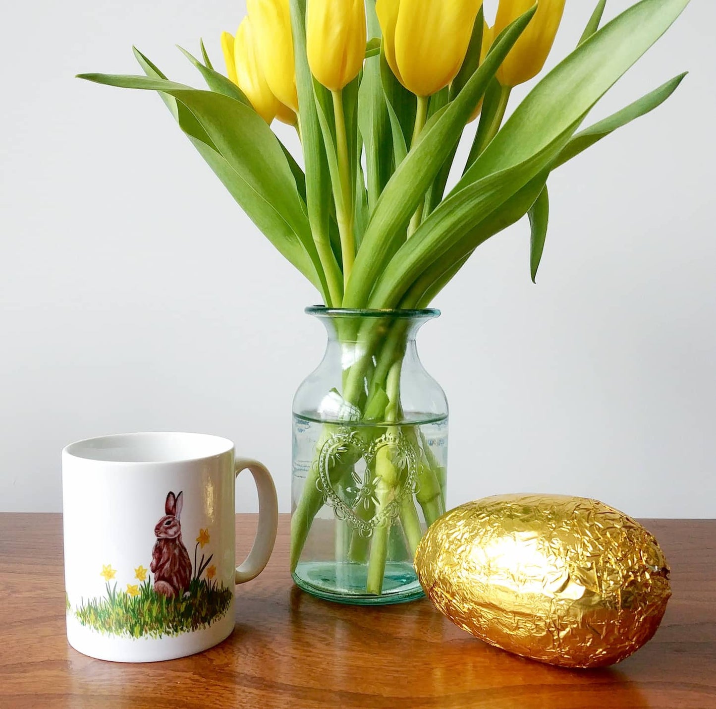 Rabbit and Daffodil Ceramic Mug | Illustrated Easter Cup