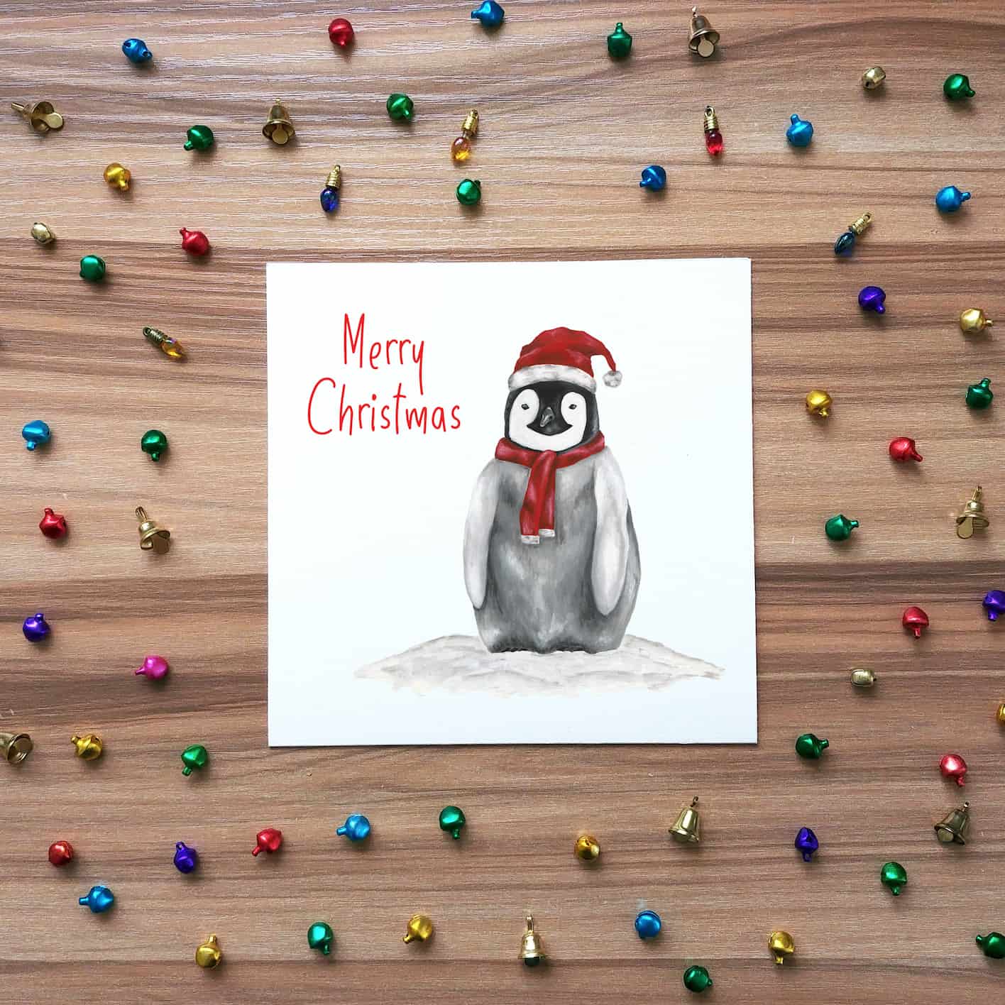 Personalised Penguin Christmas Card
