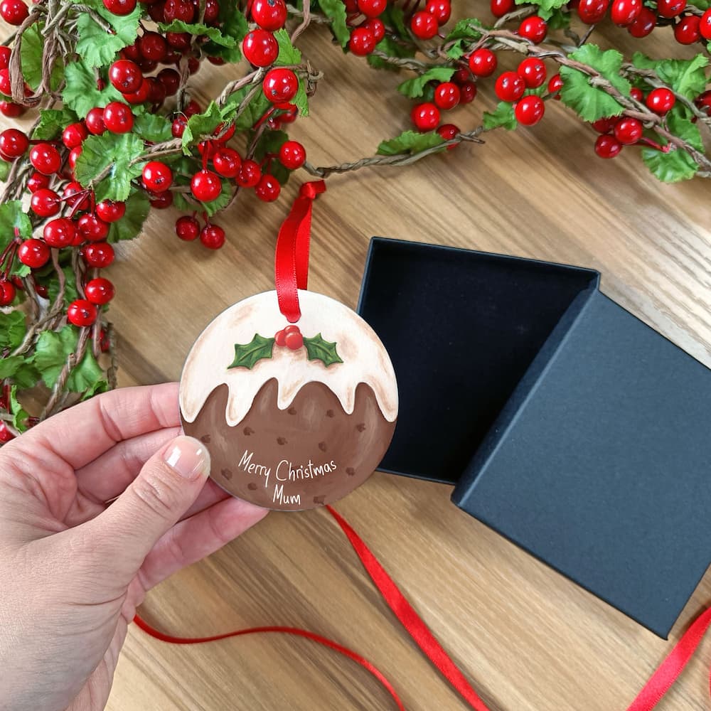 Christmas Pudding Ceramic Tree Decoration