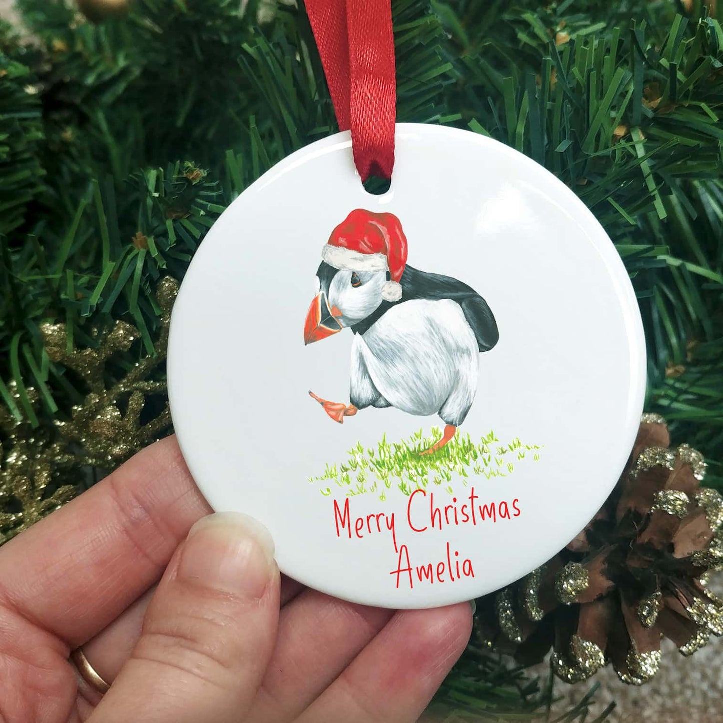 Puffin Christmas Tree Decoration | Personalised Christmas Ornament
