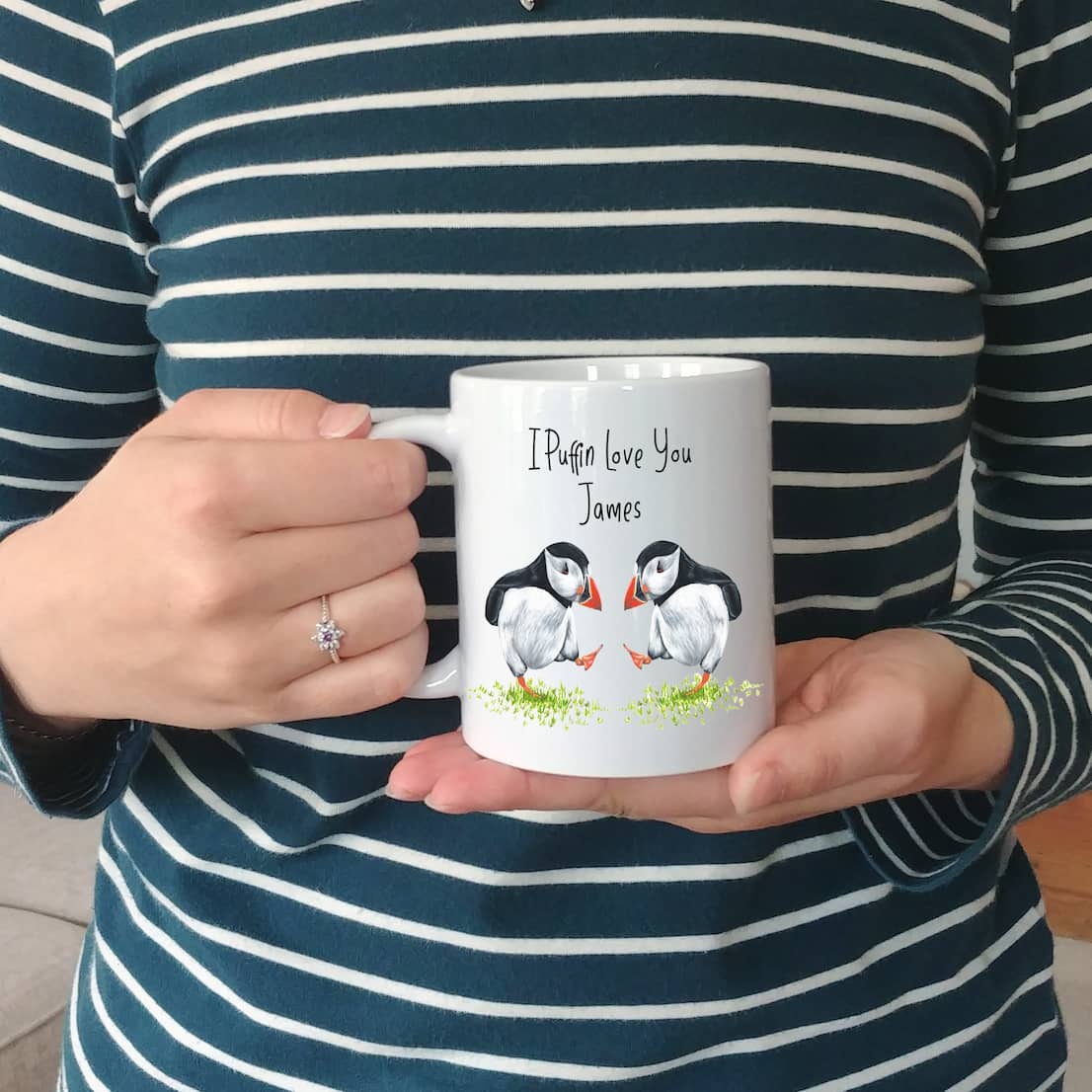 Personalised I Puffin Love You Mug