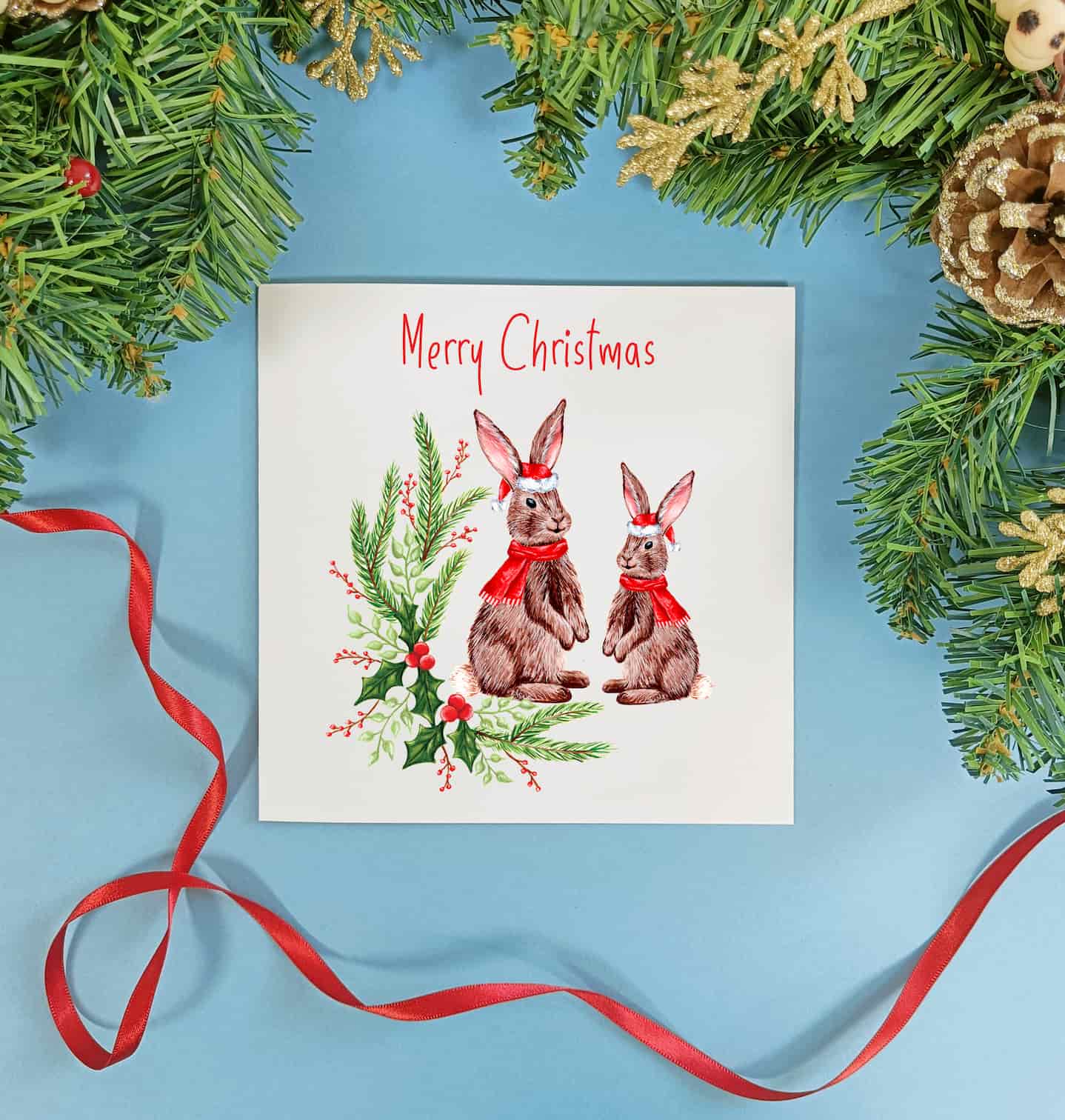 Personalised Rabbit Christmas Card
