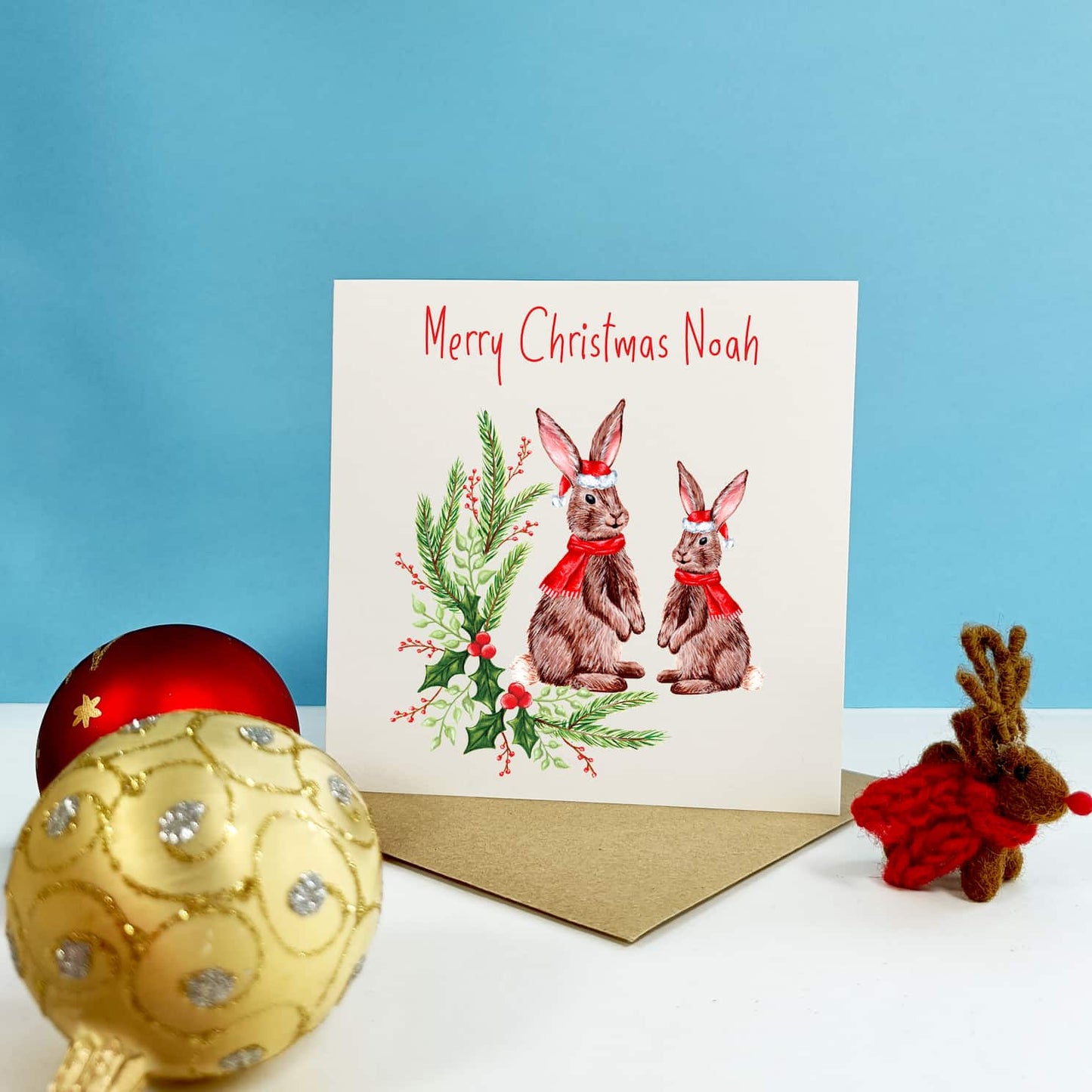 Personalised Rabbit Christmas Card