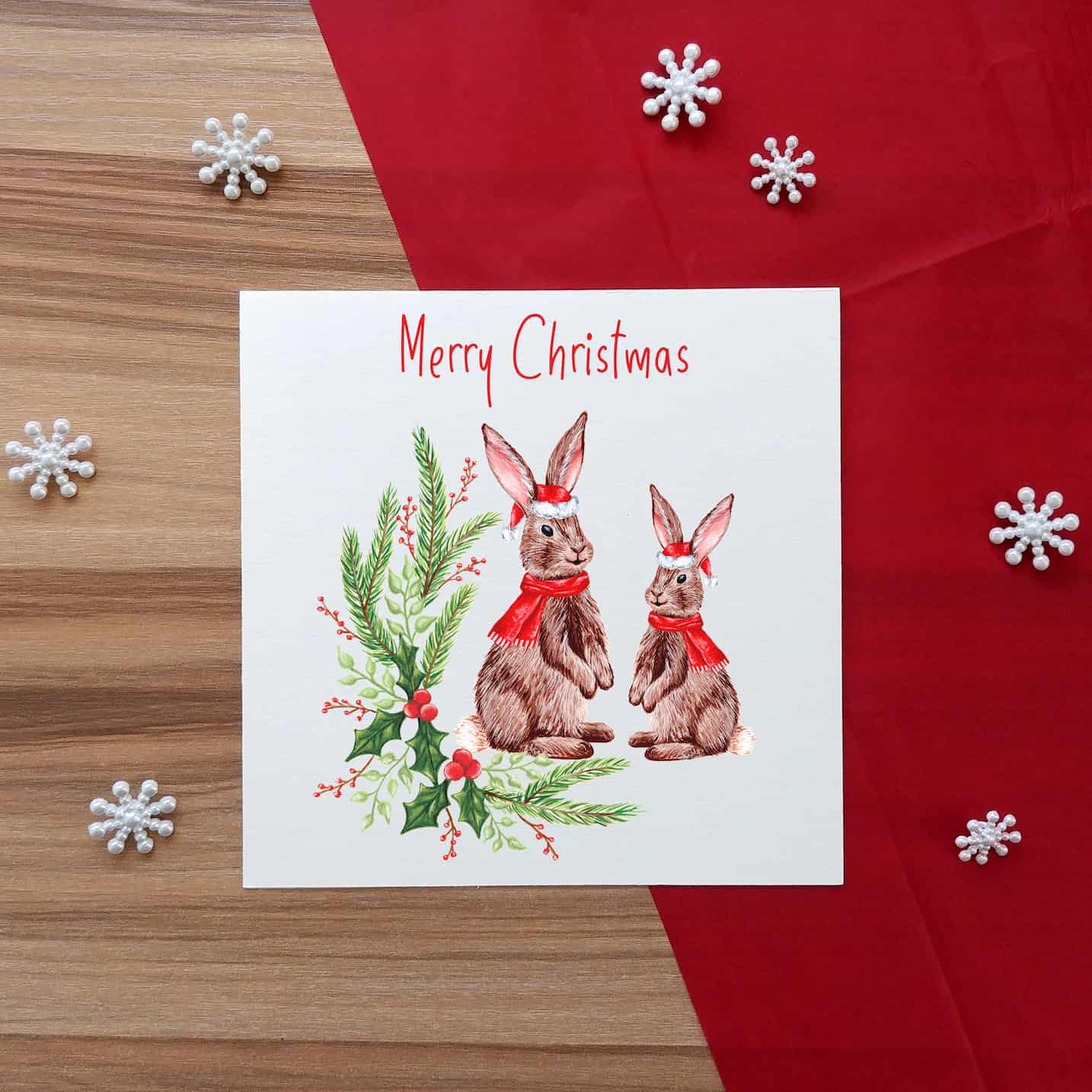 Personalised Rabbit Christmas Card