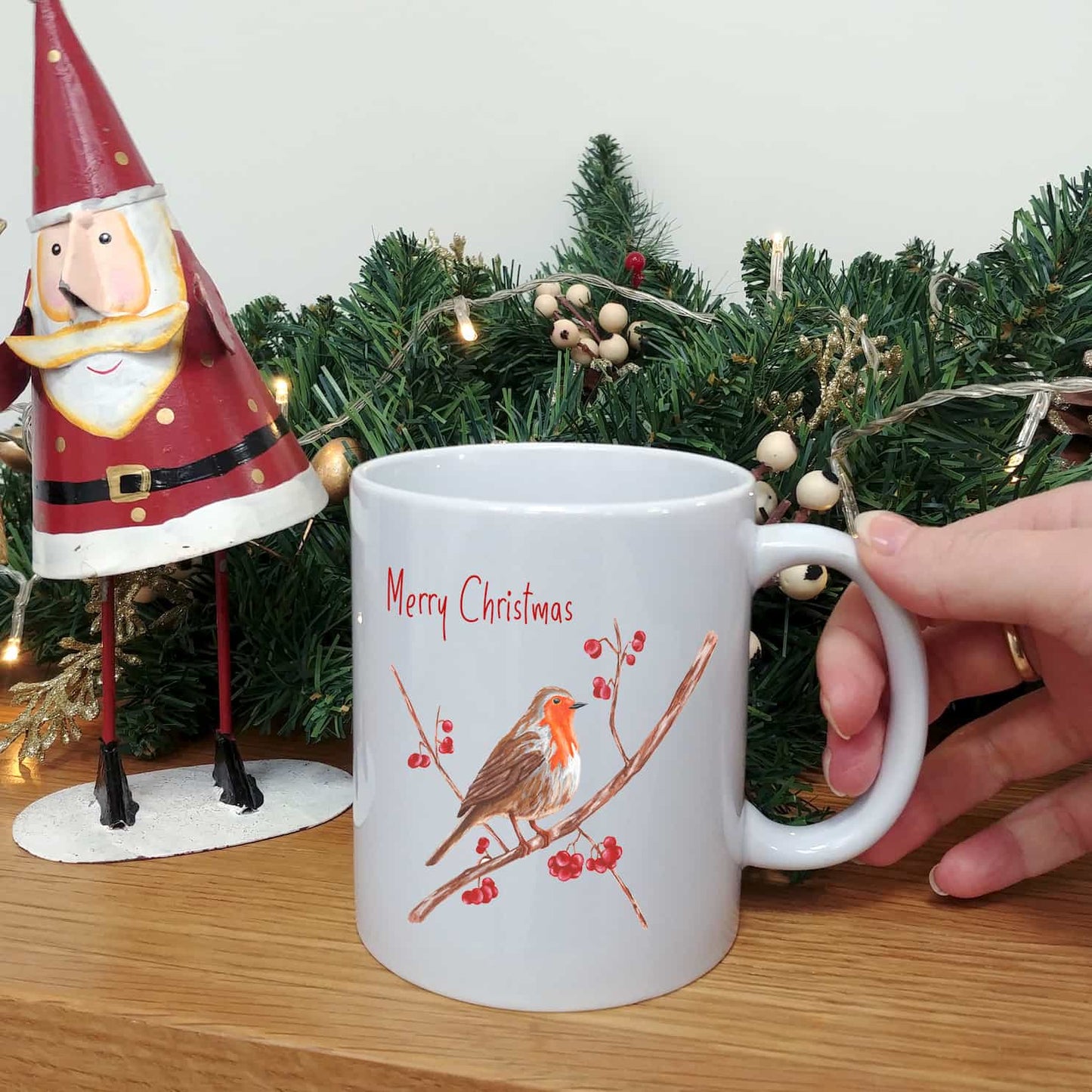 Christmas Robin Mug | Personalised Red Robin Ceramic Mug