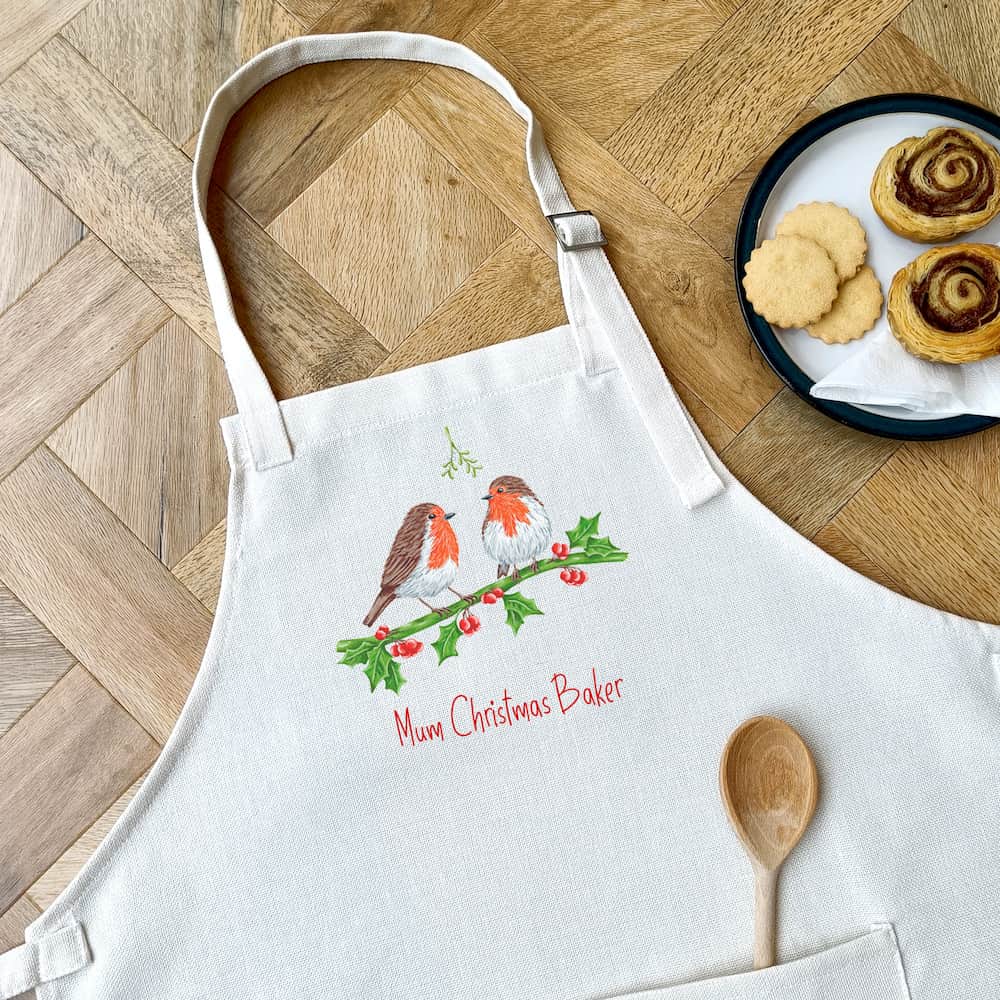 Personalised Robin Christmas Apron