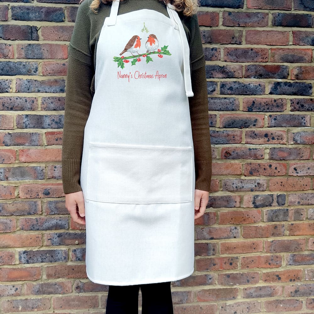Personalised Robin Christmas Apron