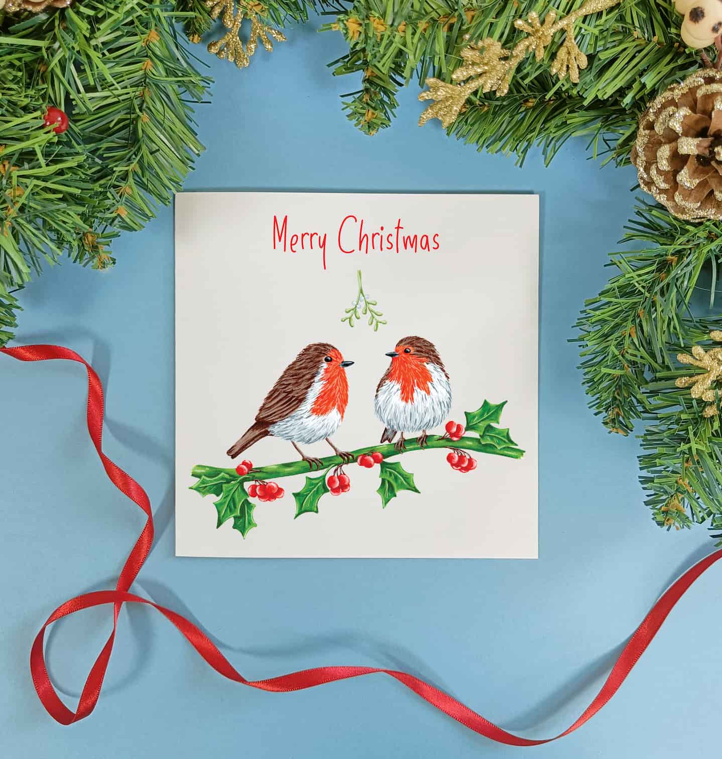 Robin Couple Christmas Card