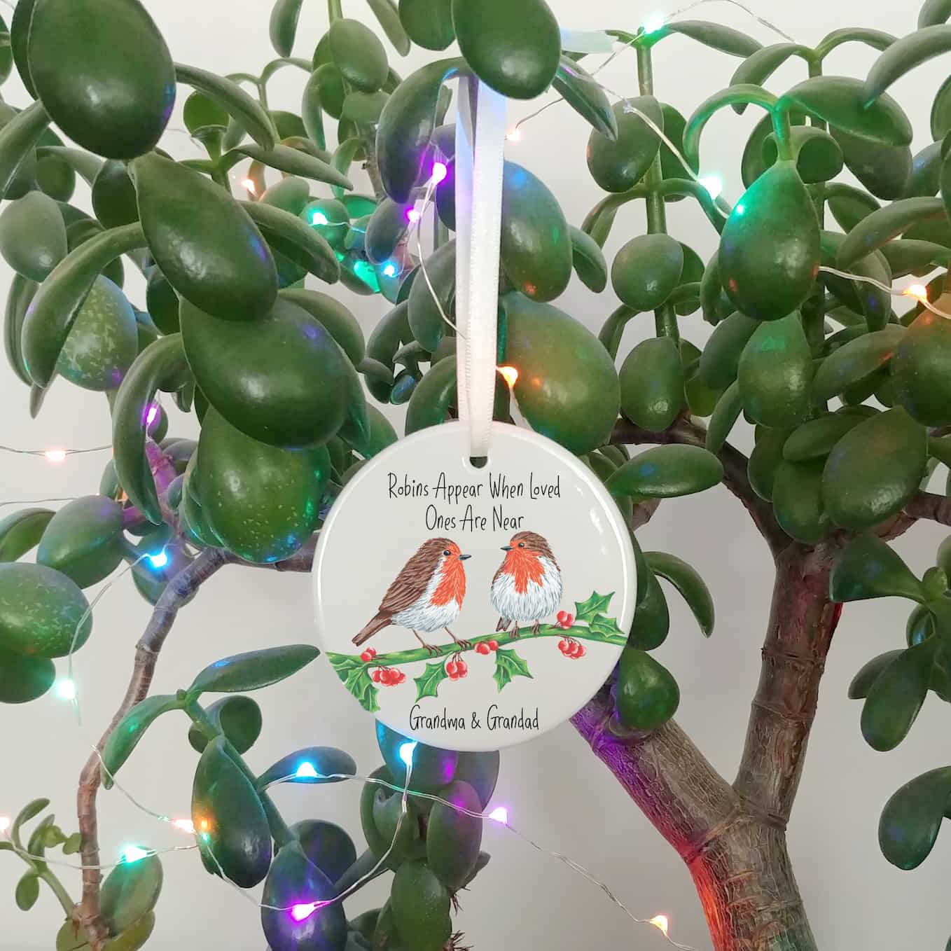 Robin Couple Personalised Christmas Memorial Decoration