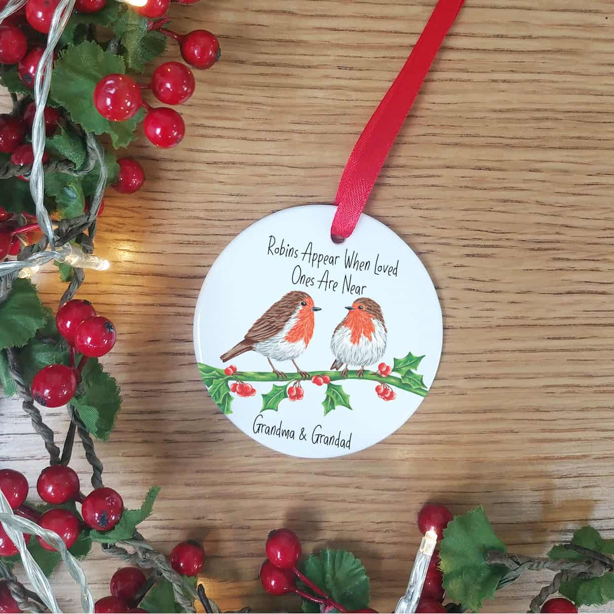 Robin Couple Personalised Christmas Memorial Decoration