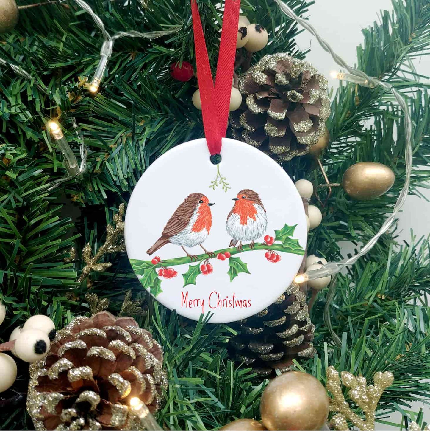 Christmas Robin Couple Tree Decoration