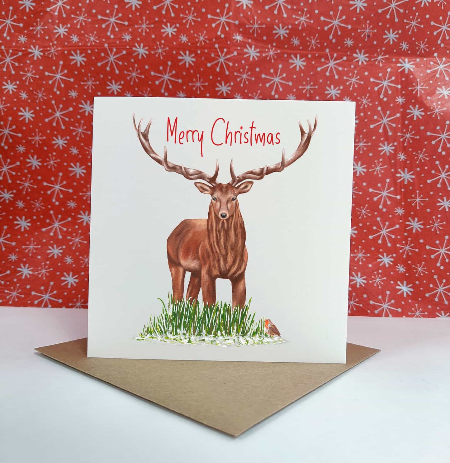 Stag Christmas Card | Stag and Robin Winter Card