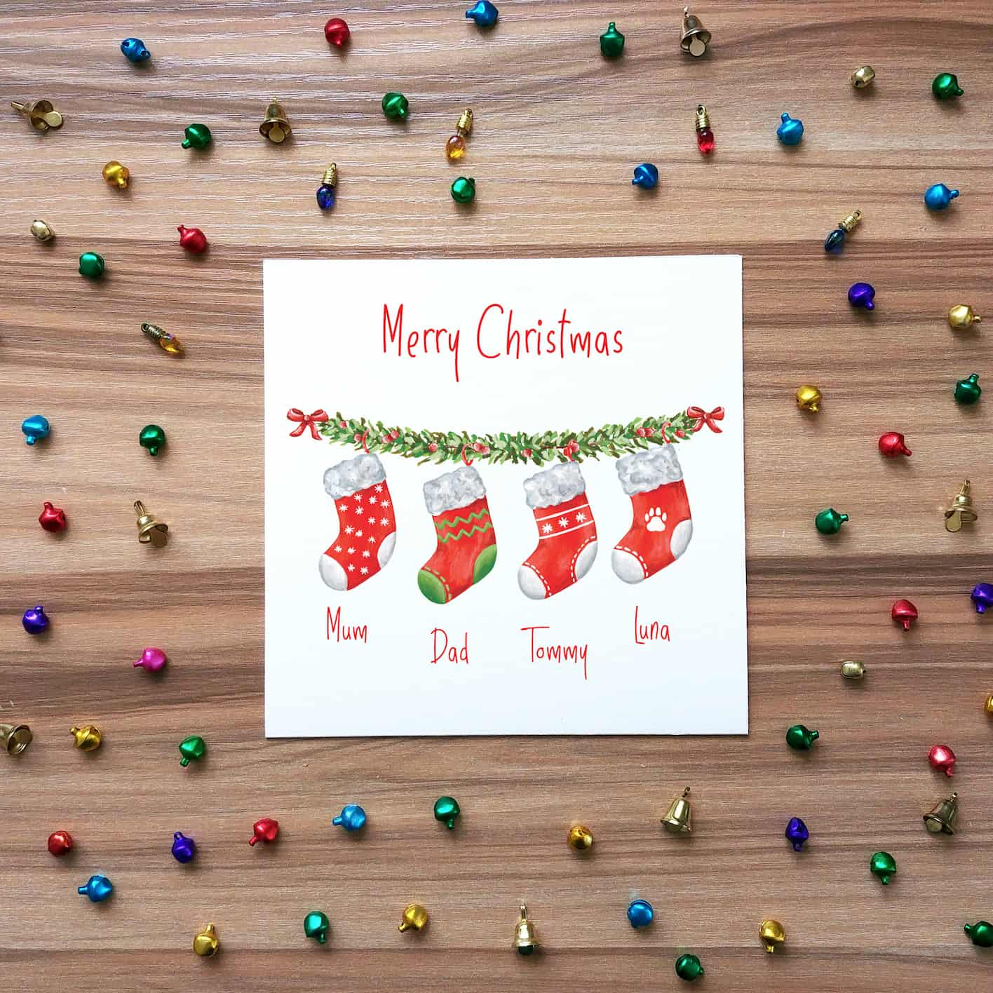 Personalised Christmas Stocking Card