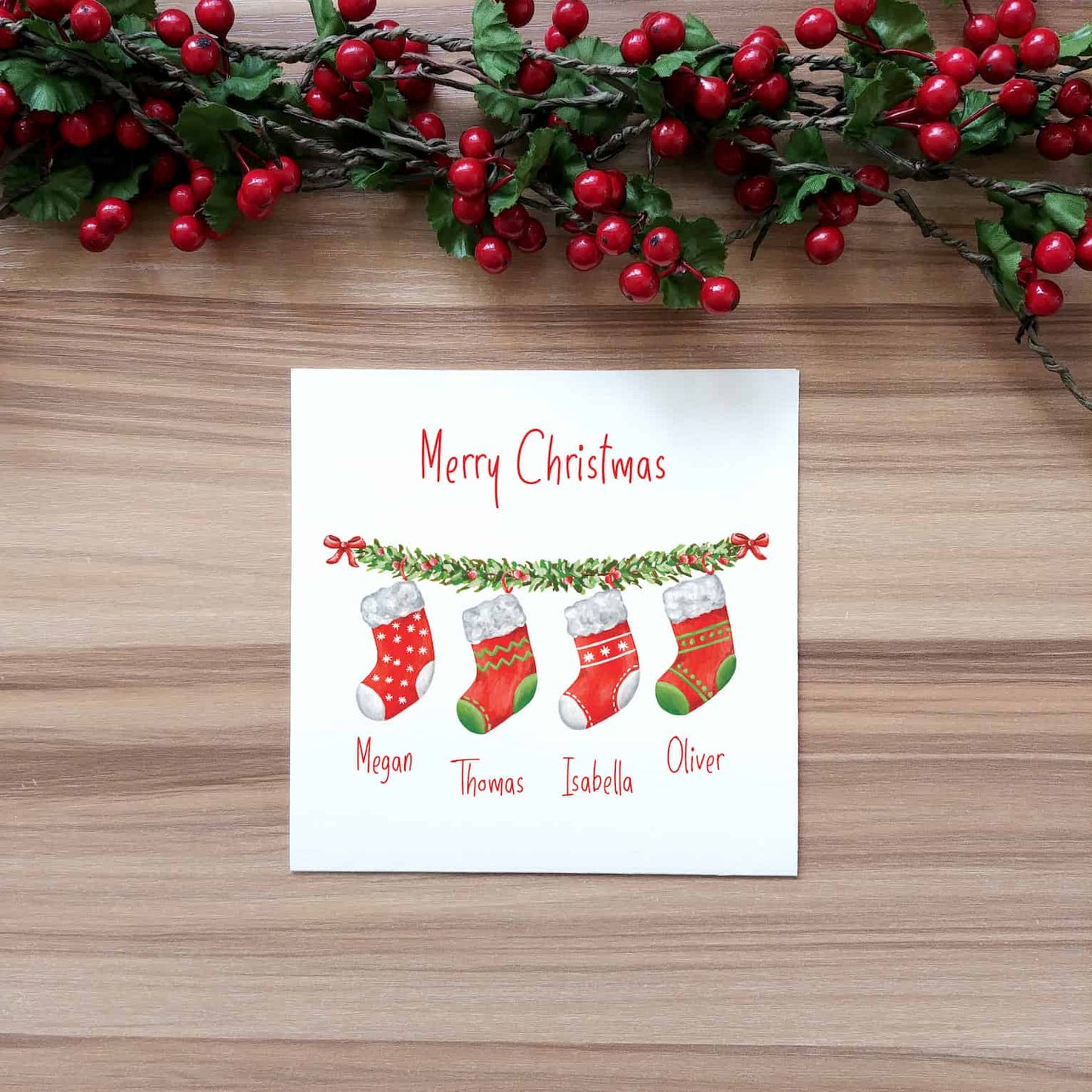 Personalised Christmas Stocking Card