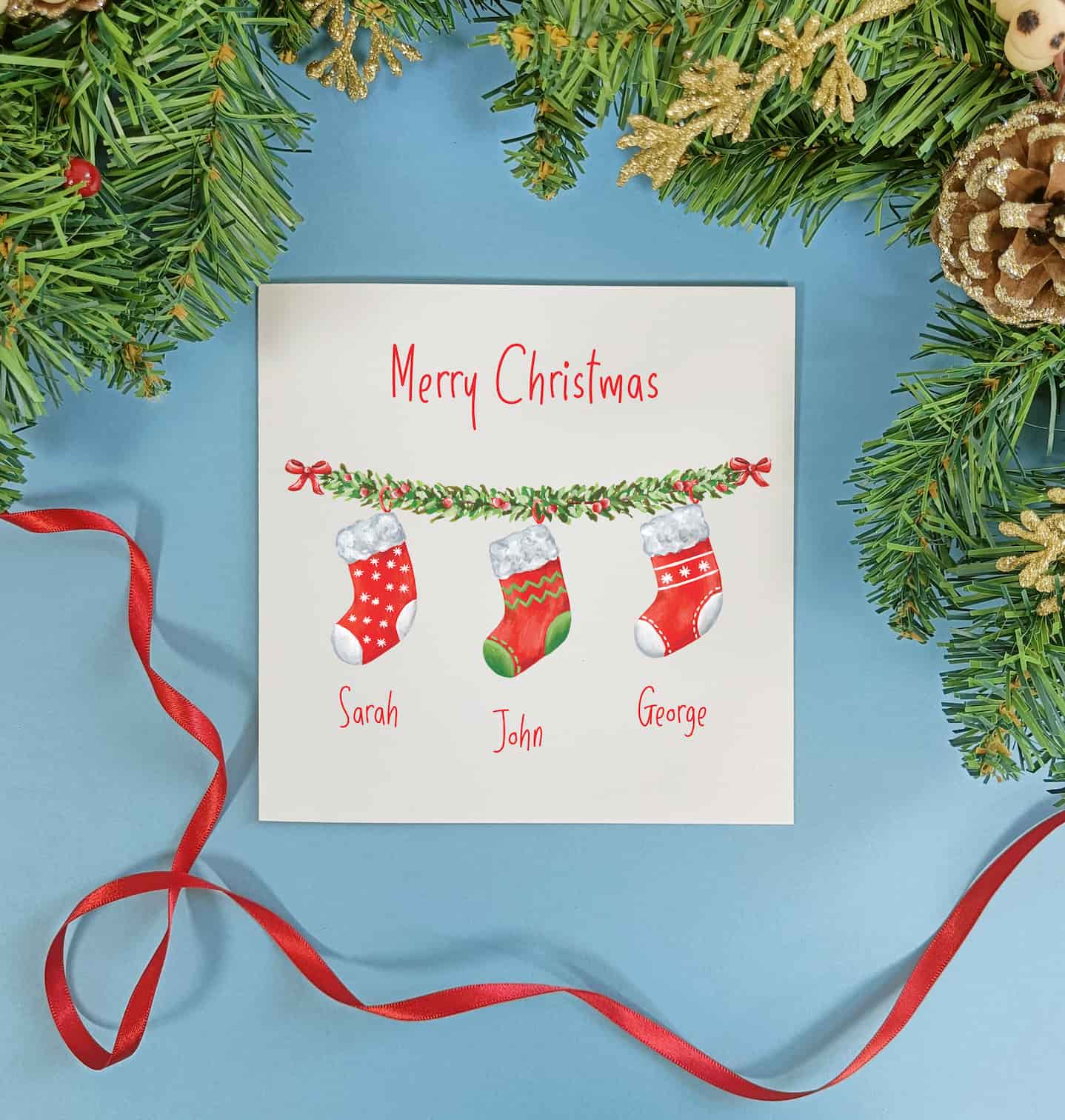 Personalised Christmas Stocking Card