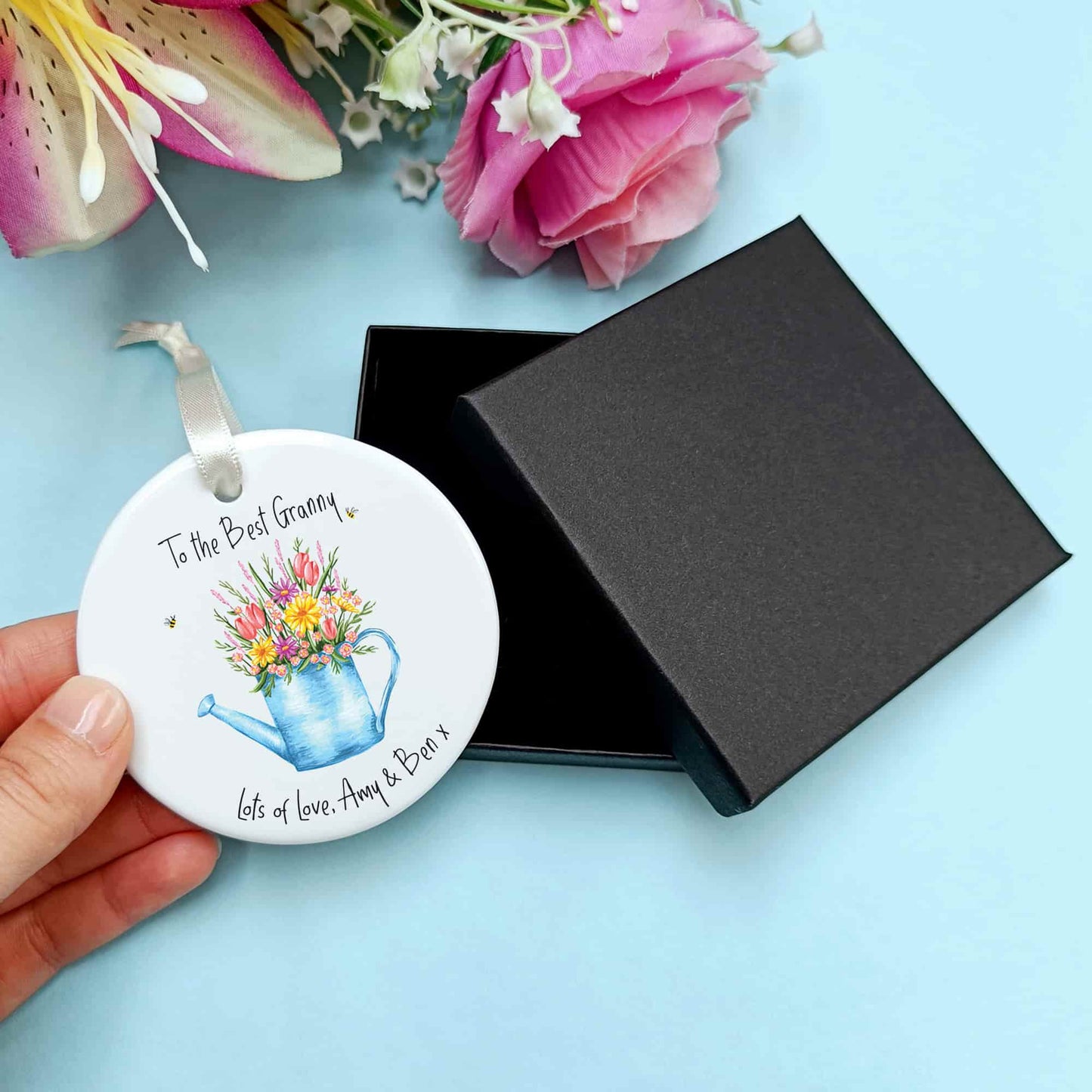 Personalised Best Mum Floral Ceramic Decoration