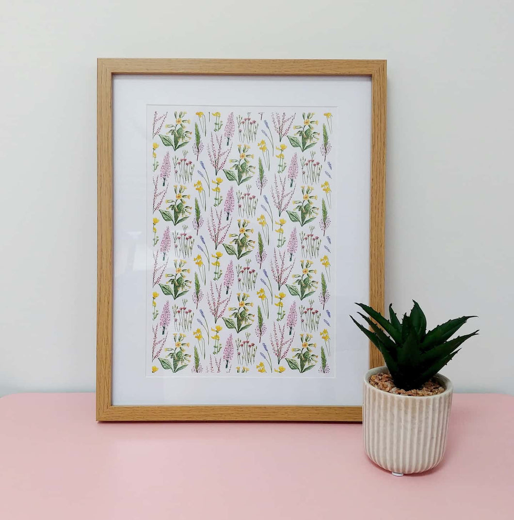 Illustrated Woodland Flowers Art Print