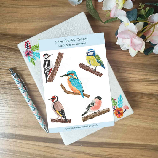 Illustrated British Birds Sticker Sheet