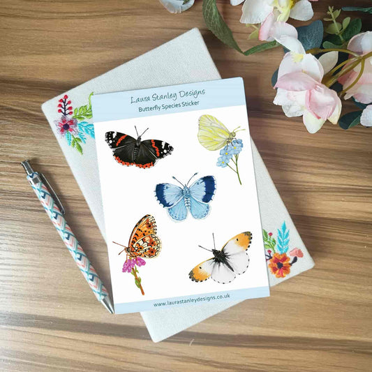 Illustrated Butterfly Sticker Sheet