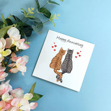 Load image into Gallery viewer, two tabby cats in love anniversary card
