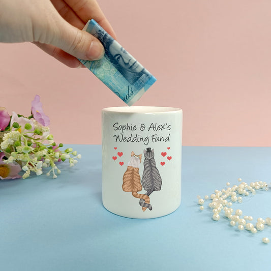 Personalised Cat Wedding Fund Money Box