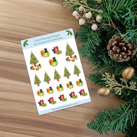 Cats Christmas Tree Sticker Sheet