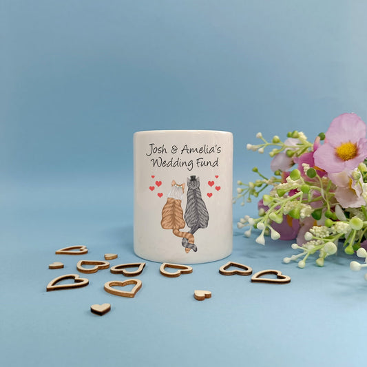 Personalised Cat Wedding Fund Money Box