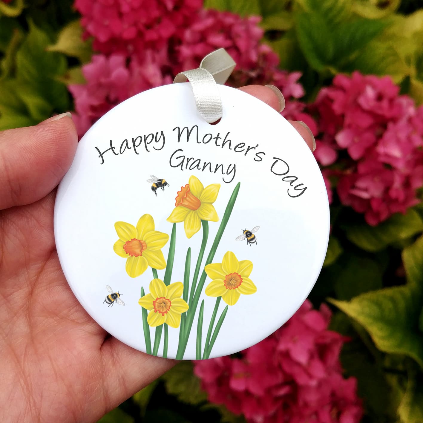 Personalised Mother's Day Daffodil Ceramic Decoration