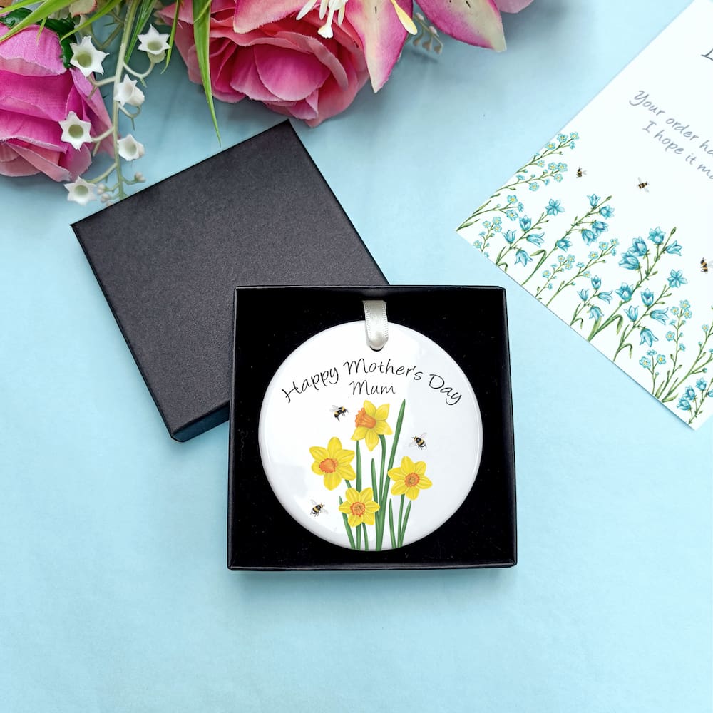Personalised Mother's Day Daffodil Ceramic Decoration