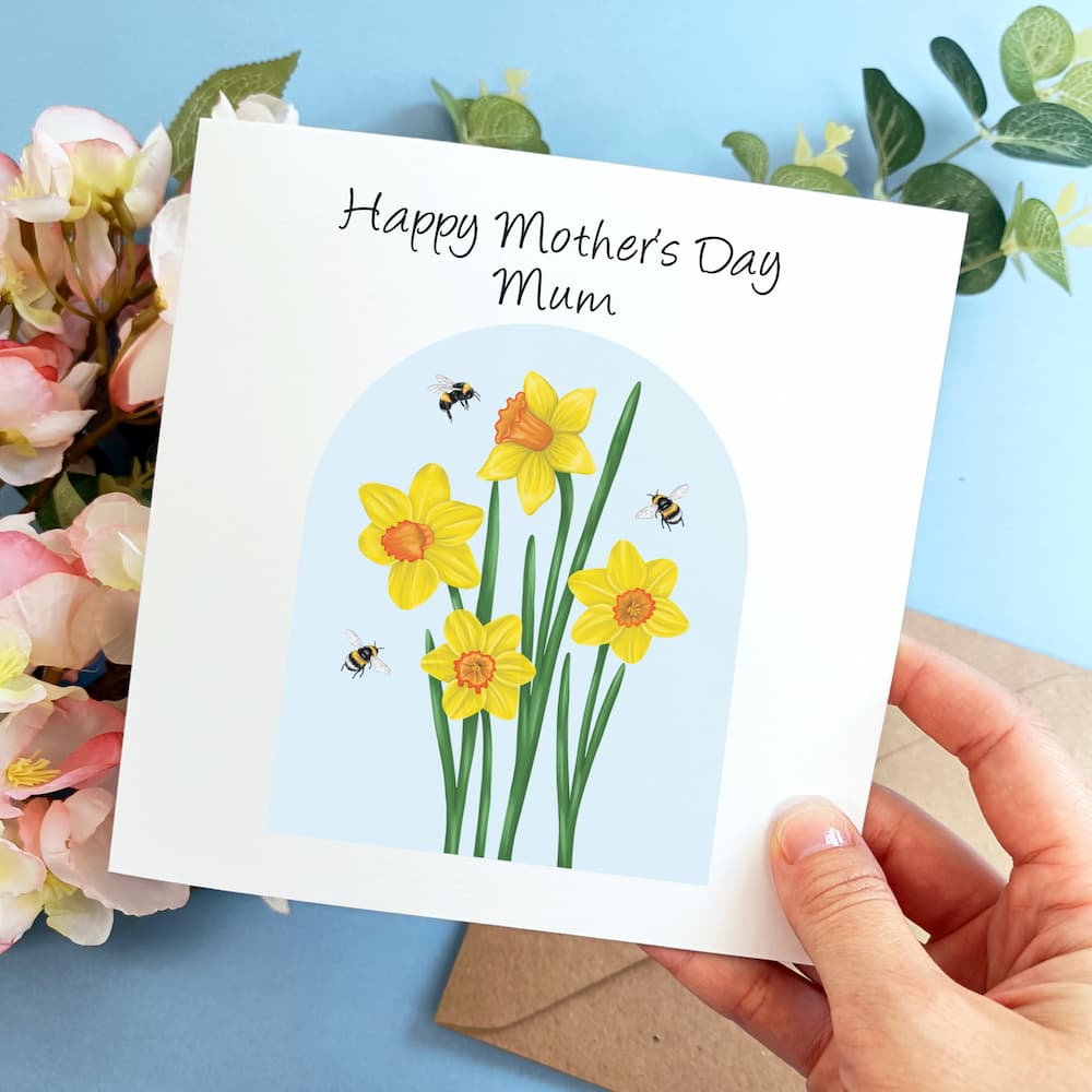Personalised Daffodil Mother's Day Gift Box | Tote Bag, Makeup Bag, Mirror & Card