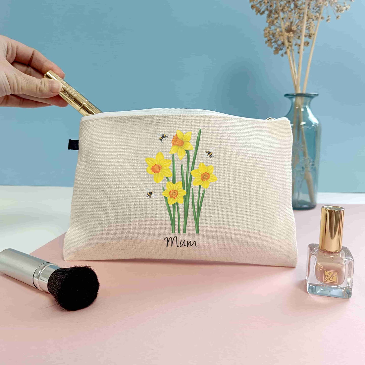 Personalised Daffodil Mother's Day Gift Box | Tote Bag, Makeup Bag, Mirror & Card
