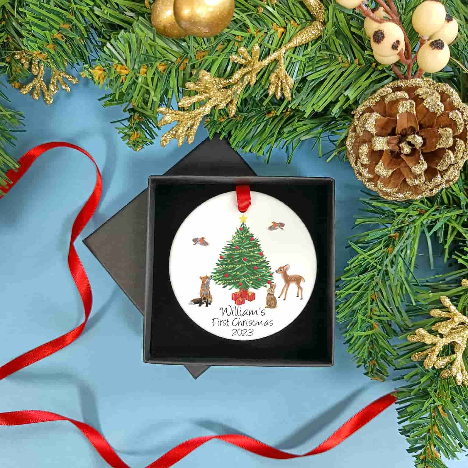 Personalised baby's first Christmas decoration 