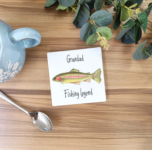 Personalised Fishing Ceramic Coaster