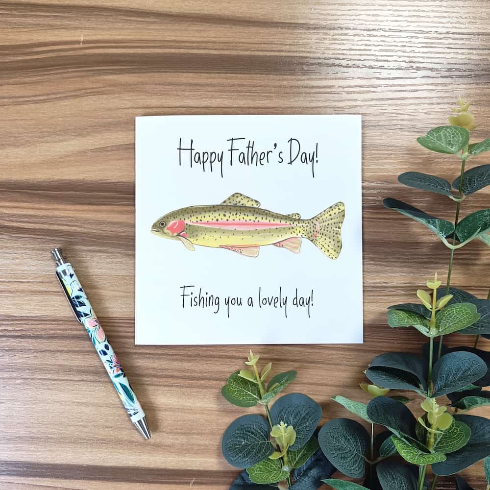 Rainbow Trout Father's Day Card | Fishing Greetings Card